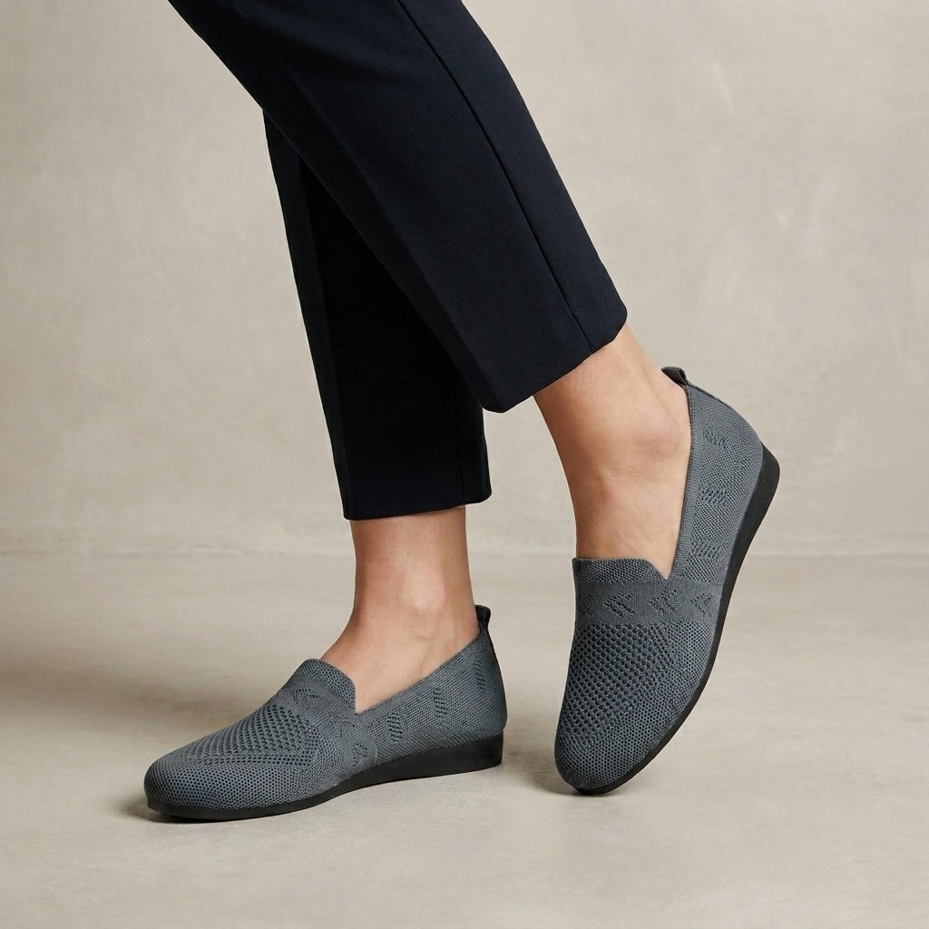 Breathable Slip On Flats with Textured Knit Design and Flexible Sole