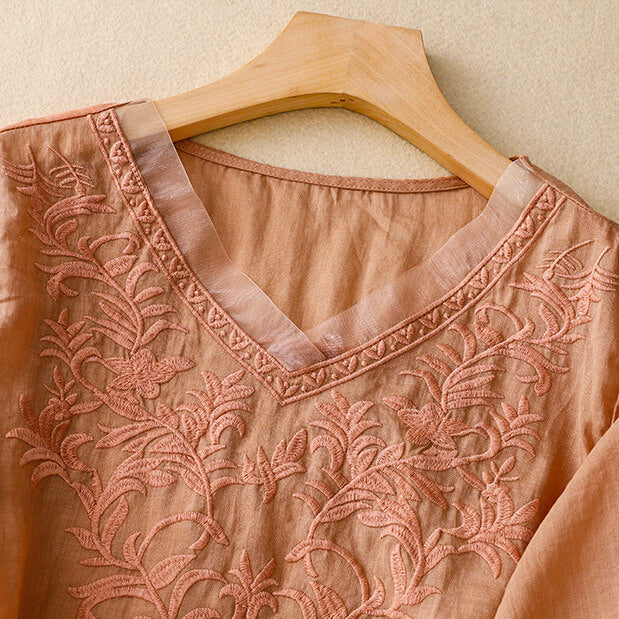 Relaxed Embroidered Tunic Blouse