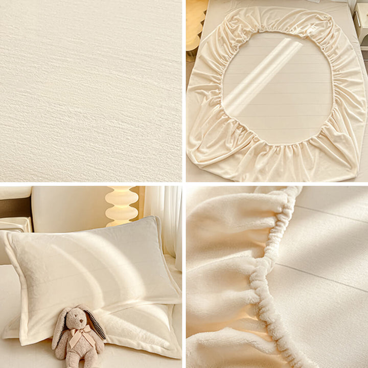 Contemporary Velvet Fitted Sheet With Plush Texture