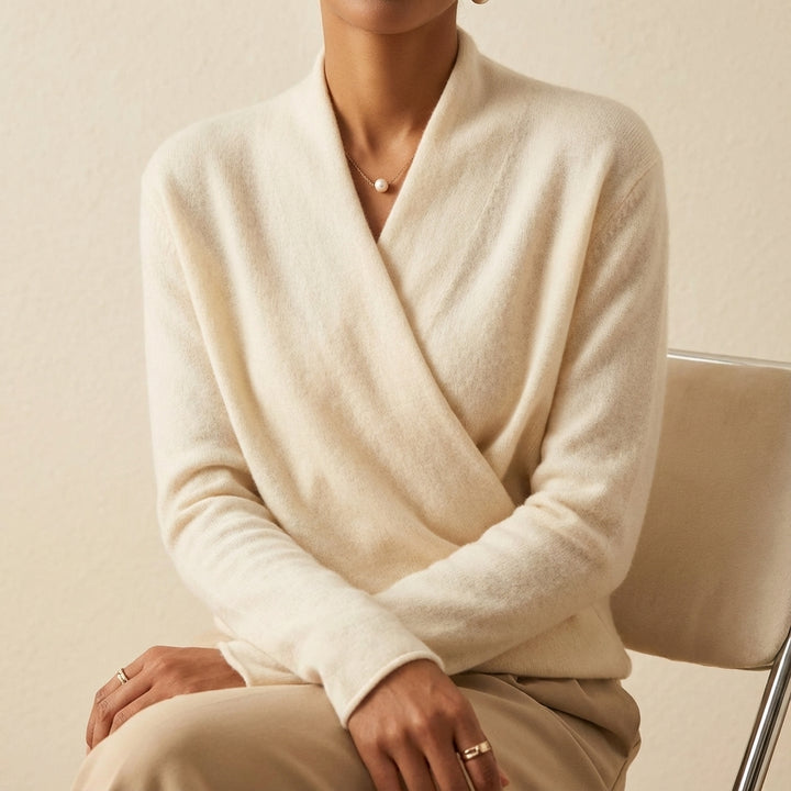 Hudson and Mark Warm Wool Blend Crossed Wrap Sweater