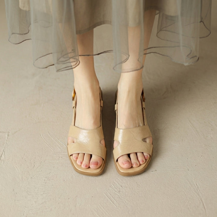 Sophisticated Heeled Sandals with Adjustable Slingback and Block Heel