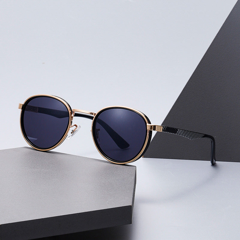 Marco Vale Retro Round Sunglasses with Metal Frame