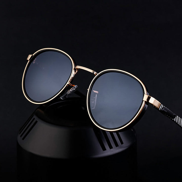 Marco Vale Retro Round Sunglasses with Metal Frame