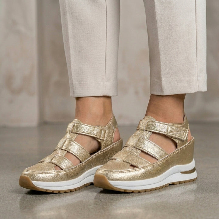 Platform Sandals with Cutout Straps and Cushioned Comfort Sole