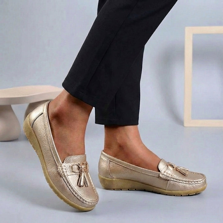Comfort Loafers with Tassel Detail and Contrast Stitching
