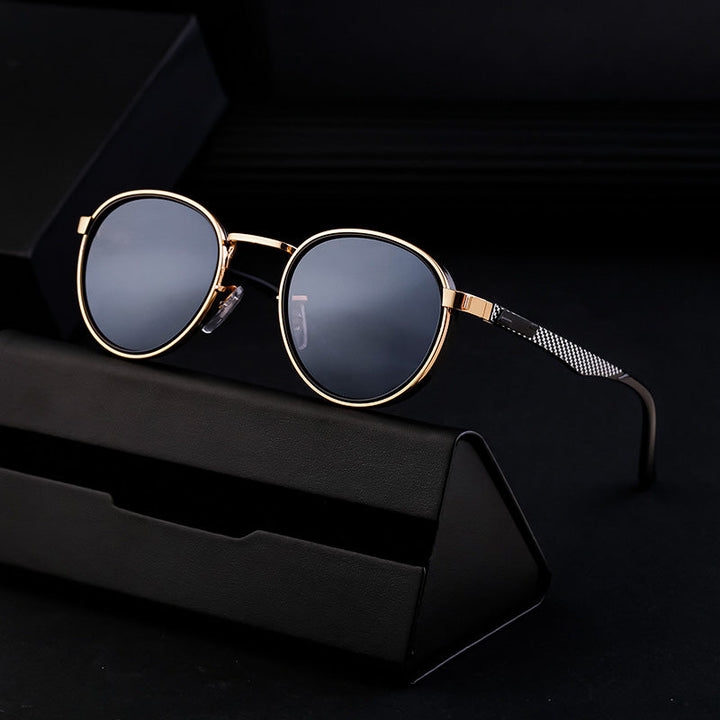 Marco Vale Retro Round Sunglasses with Metal Frame