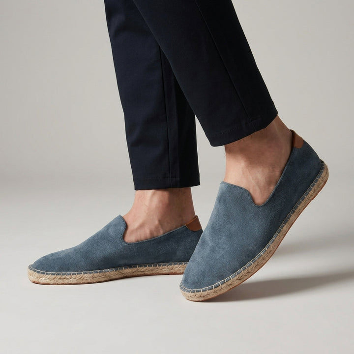 Suede Slip-On Espadrilles with Jute-Wrapped Sole
