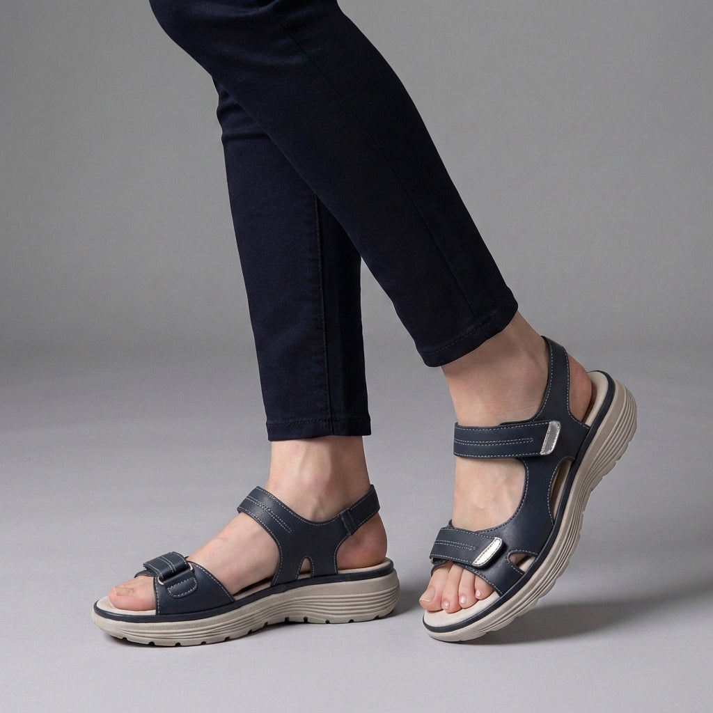 Orthopedic Slingback Sandals with Dual Strap Design and Contrast Stitching