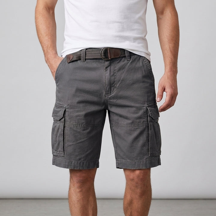 Utility Cargo Shorts with Adjustable Web Belt and Pocket Detail