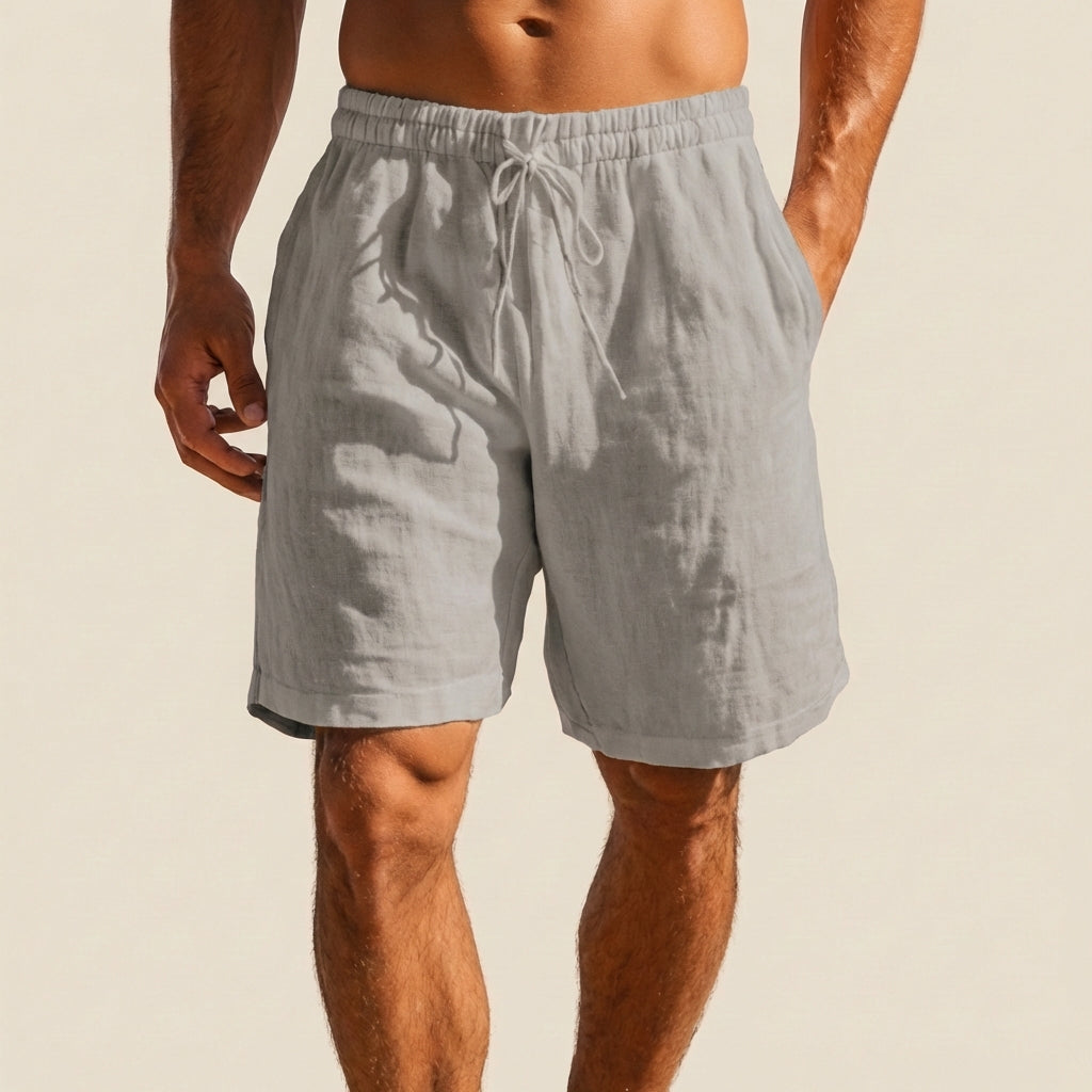 Relaxed Fit Lightweight Knee-Length Swim Shorts with Drawstring Waist