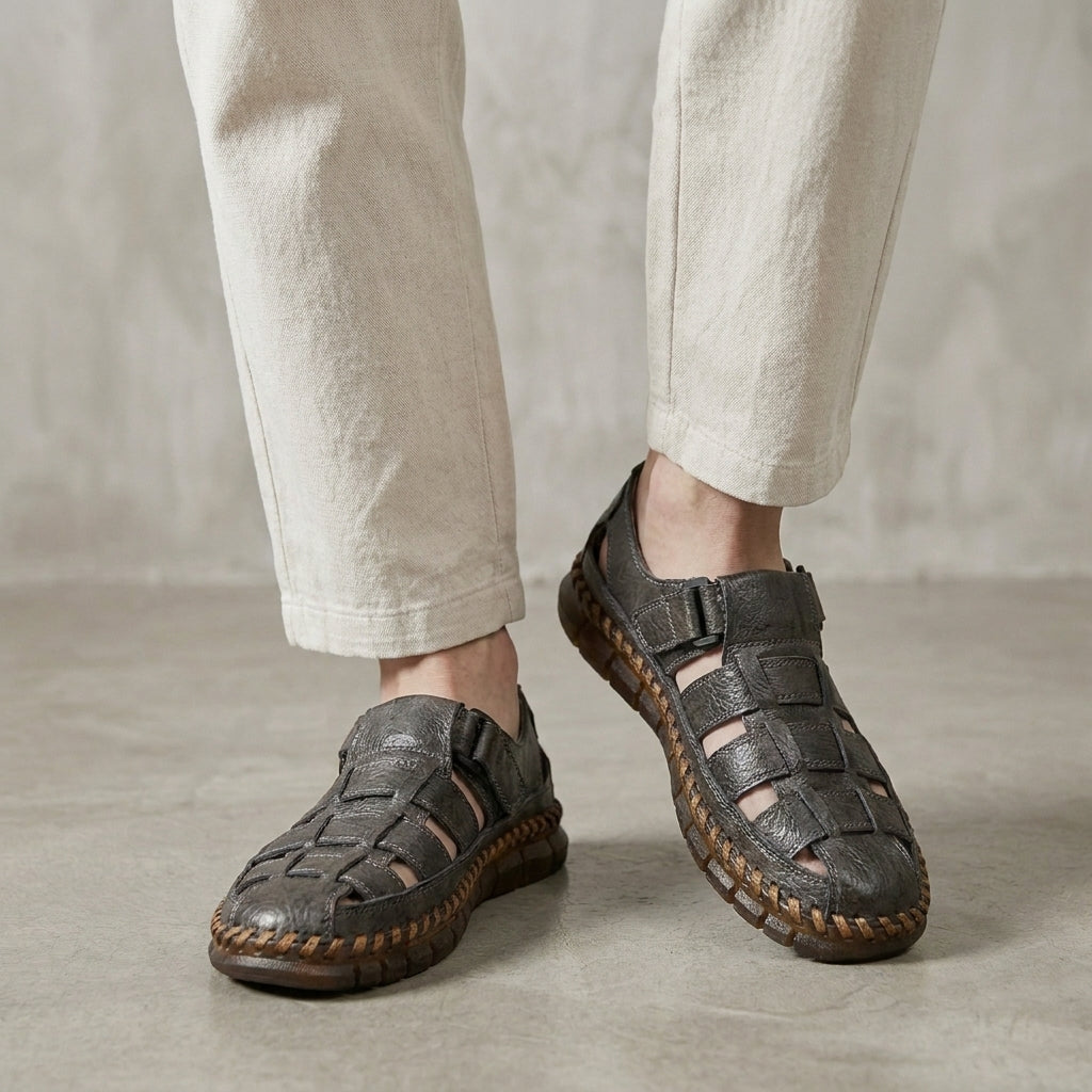 Woven Fisher Sandals with Adjustable Strap and Handcrafted Sole