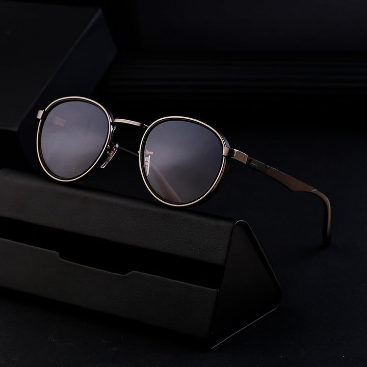 Marco Vale Retro Round Sunglasses with Metal Frame