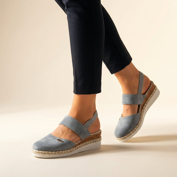 Comfort Slingback Wedge Sandals with Cross Strap Detail and Braided Sole