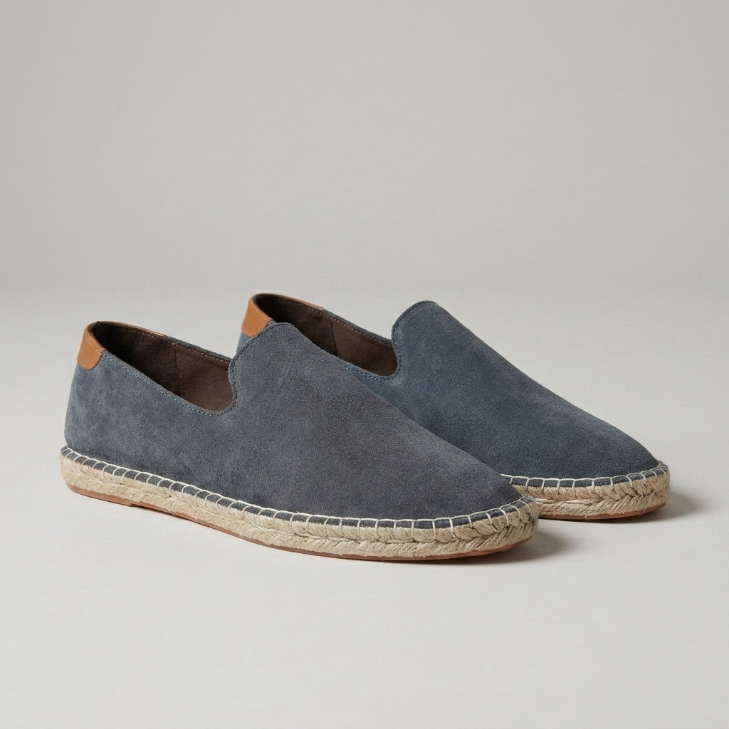 Suede Slip-On Espadrilles with Jute-Wrapped Sole