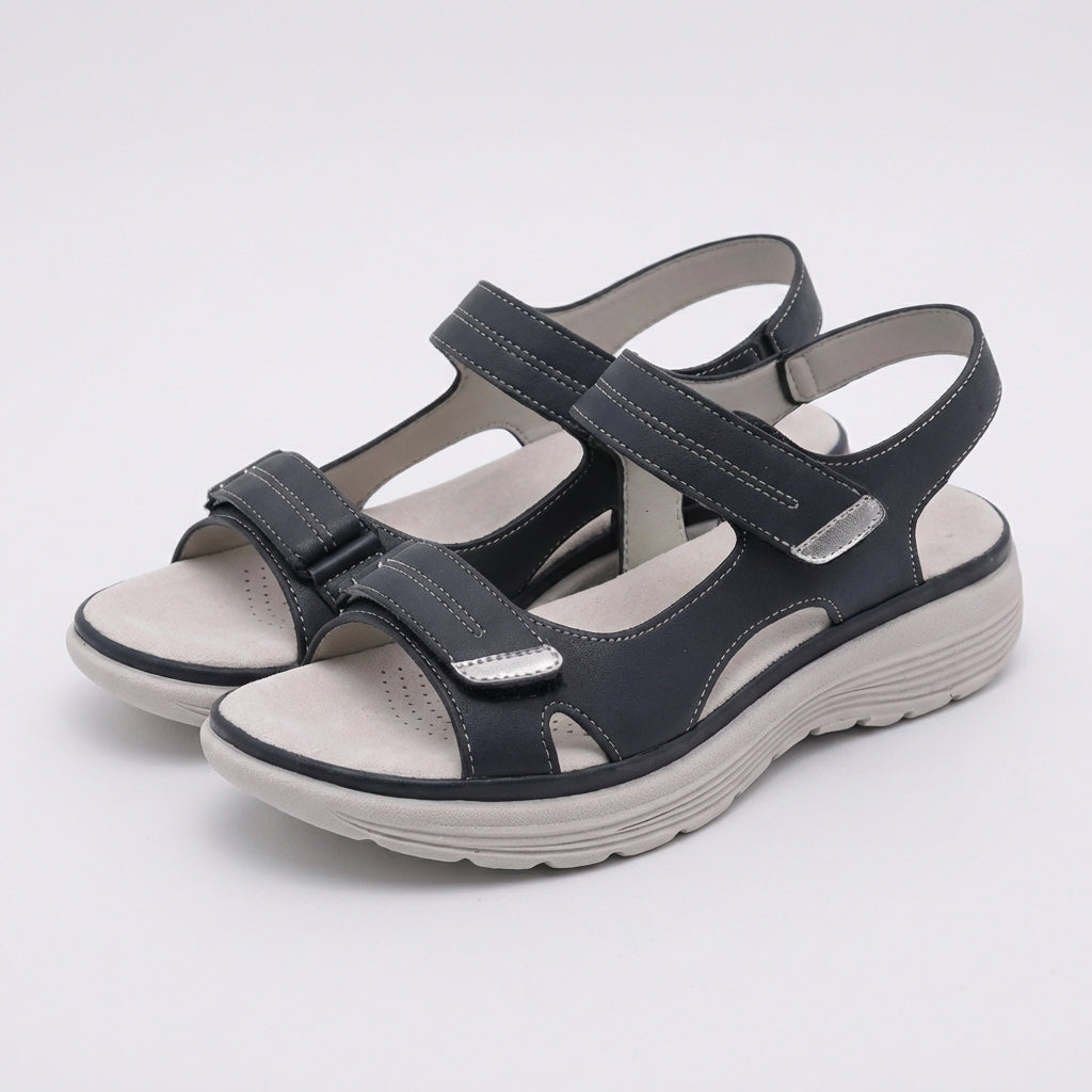 Orthopedic Slingback Sandals with Dual Strap Design and Contrast Stitching