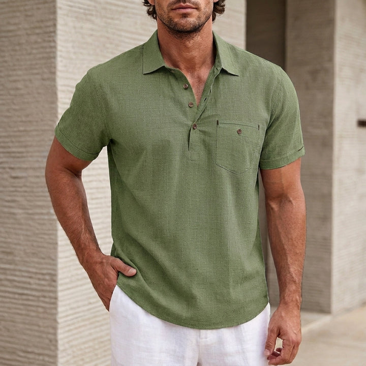 Refined Short Sleeve Polo Shirt with Buttoned Chest Pocket