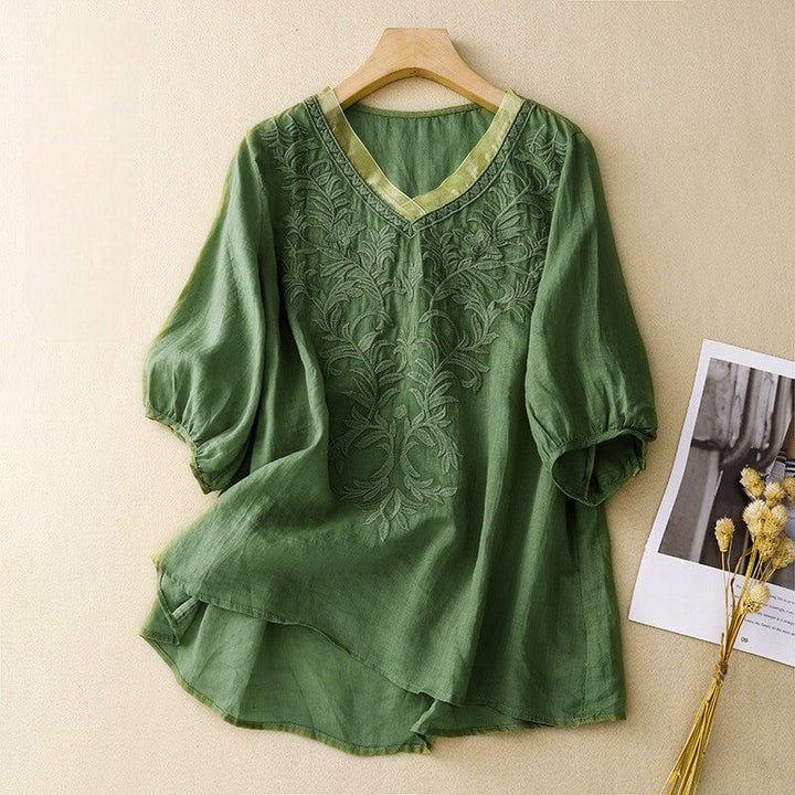 Relaxed Embroidered Tunic Blouse