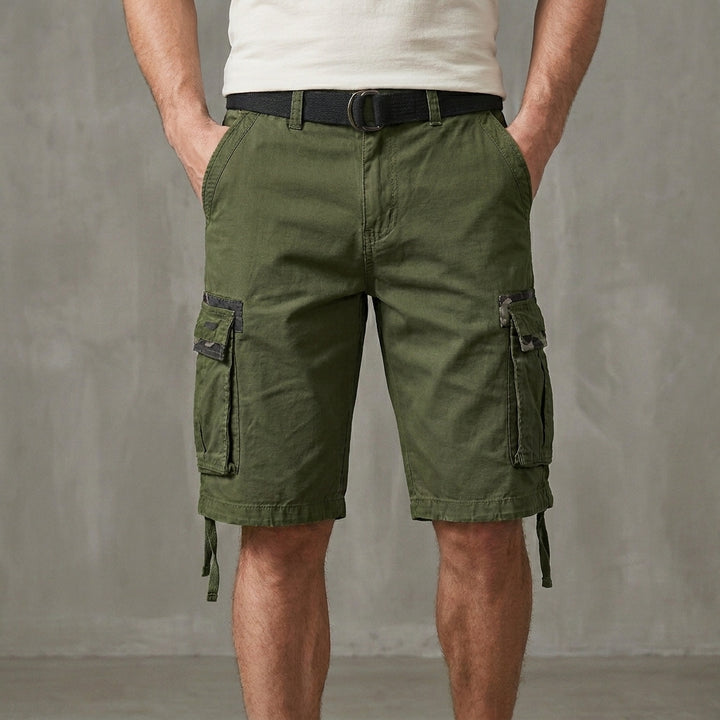 Relaxed Cargo Shorts with Adjustable Strap and Flap Pocket Detail