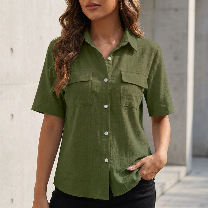 Relaxed Short Sleeve Utility Shirt with Dual Flap Pockets