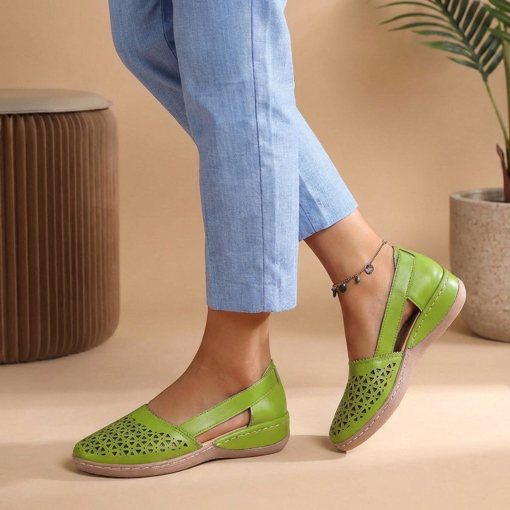 Sculpted Loafers with Perforated Detail and Wedge Heel