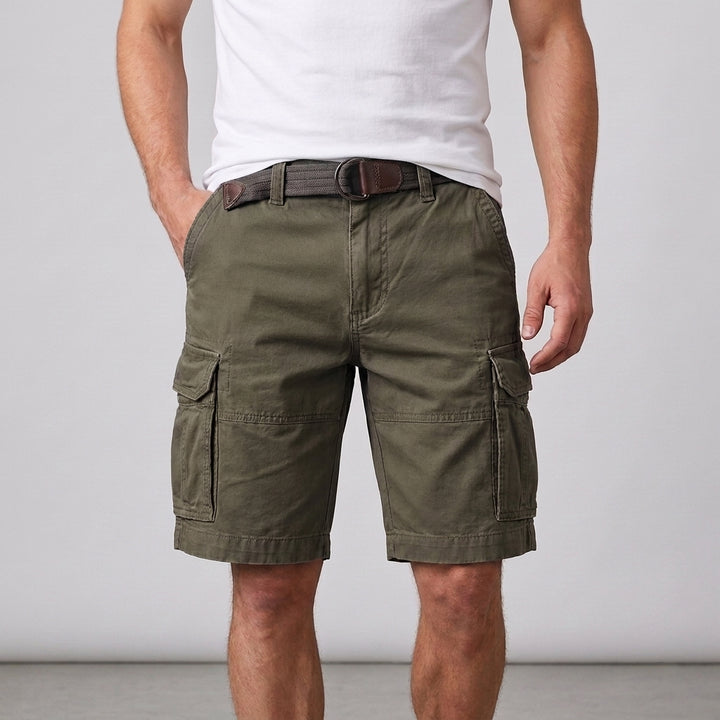 Utility Cargo Shorts with Adjustable Web Belt and Pocket Detail
