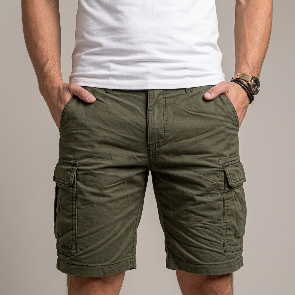 Tailored Cargo Shorts with Utility Pockets and Relaxed Fit