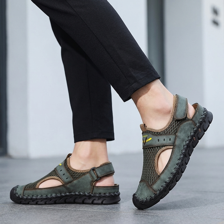 Handwoven Mesh Fisherman Sandals with Adjustable Strap and Rugged Sole