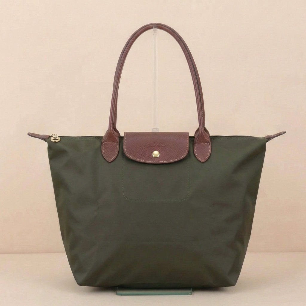 Classic Tote Bag with Leather Trim and Structured Shoulder Straps