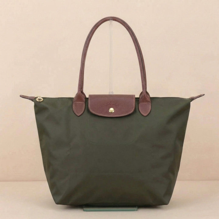 Classic Tote Bag with Leather Trim and Structured Shoulder Straps