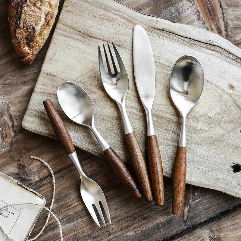 Japanese Wood Handle Flatware Set