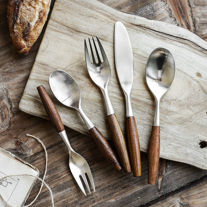 Japanese Wood Handle Flatware Set