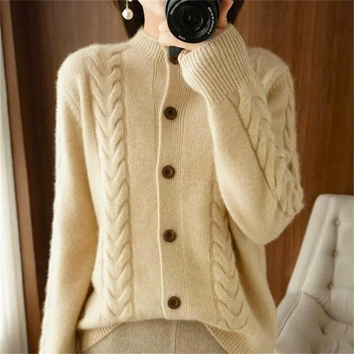 Maeve Classic Knit Cardigan | Textured Cable Knit Button