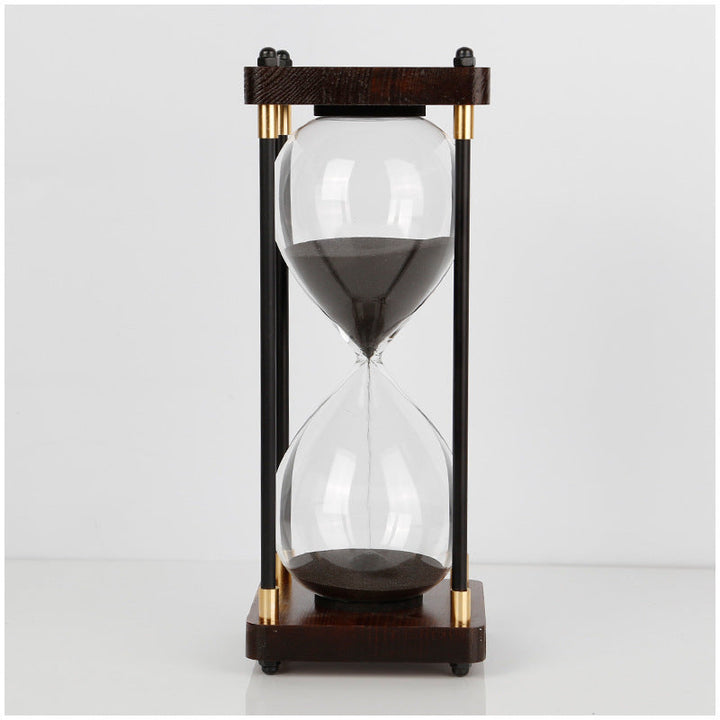 Minimalist Wood and Glass Hourglass With Gold Accents