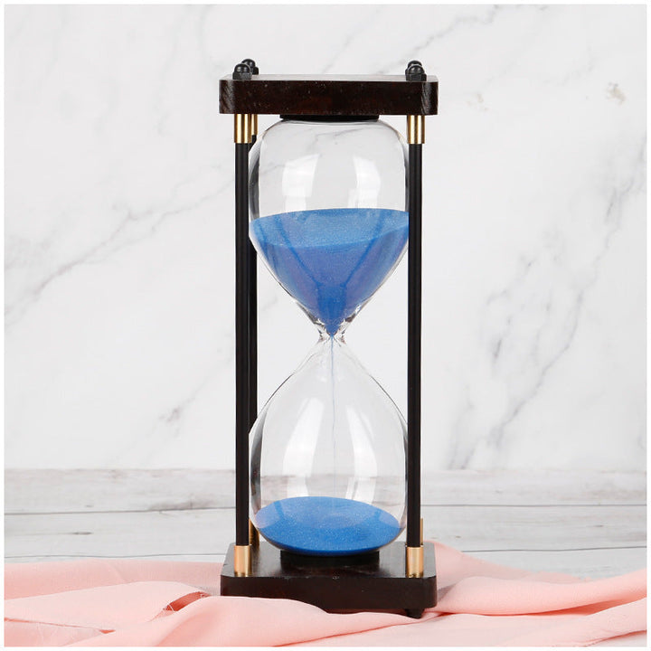 Minimalist Wood and Glass Hourglass With Gold Accents