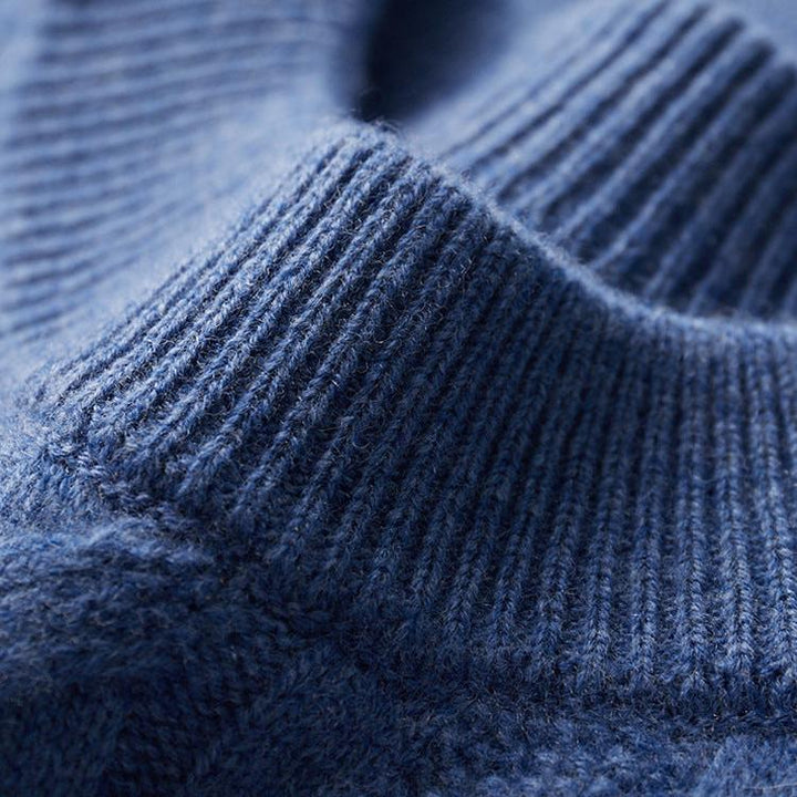Arthur Cable Knit Mock Neck Sweater | Ribbed Long Sleeve Sweater