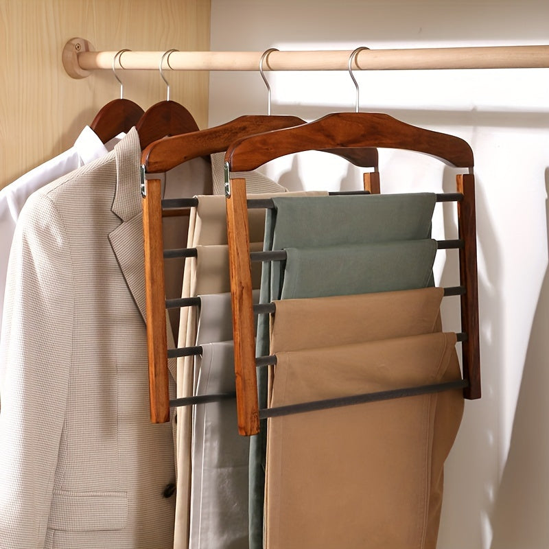 Contemporary Walnut Wood Multi-Bar Pant Hanger