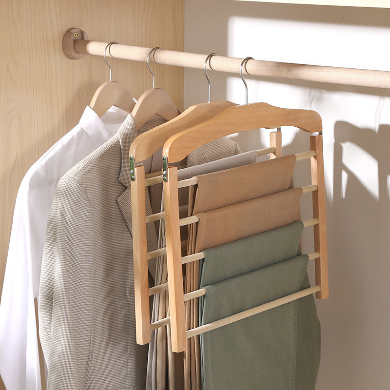 Contemporary Walnut Wood Multi-Bar Pant Hanger