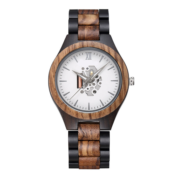 Theodore Wooden Analog Watch | Link Bracelet Round Face Analog Watch