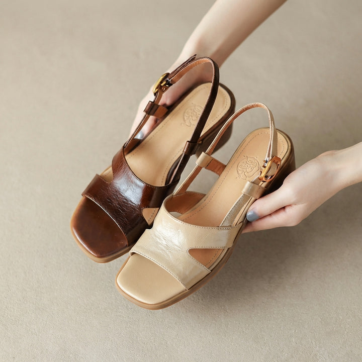 Sophisticated Heeled Sandals with Adjustable Slingback and Block Heel