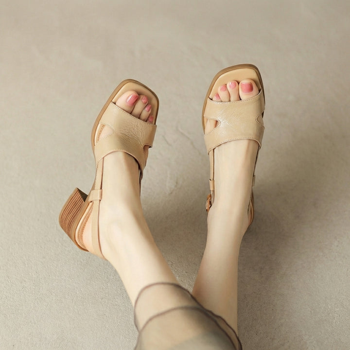 Sophisticated Heeled Sandals with Adjustable Slingback and Block Heel