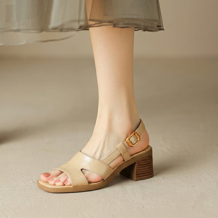 Sophisticated Heeled Sandals with Adjustable Slingback and Block Heel