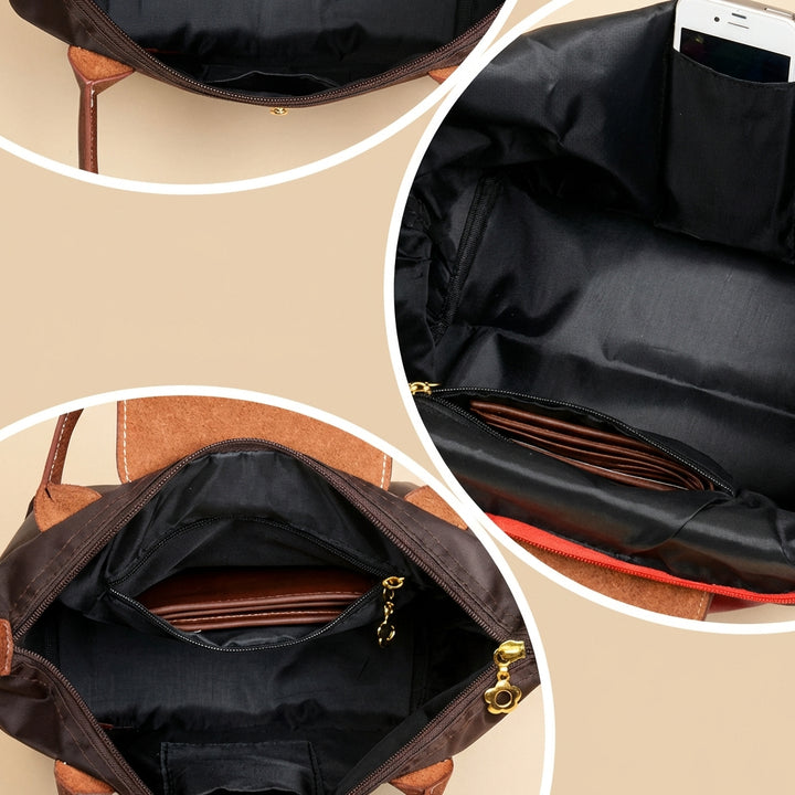 Classic Tote Bag with Leather Trim and Structured Shoulder Straps