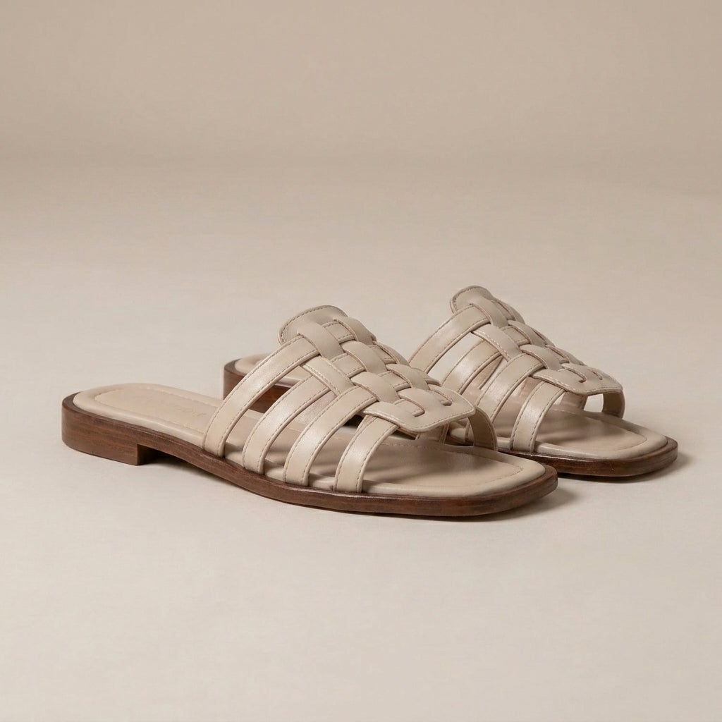 Italian Woven Slides with Square Toe and Slip-On Comfort