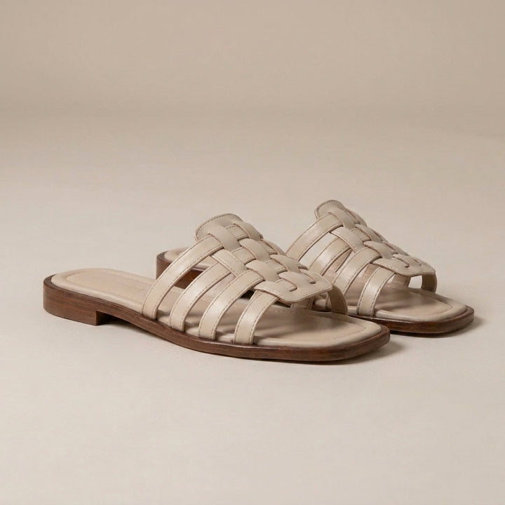 Italian Woven Slides with Square Toe and Slip-On Comfort