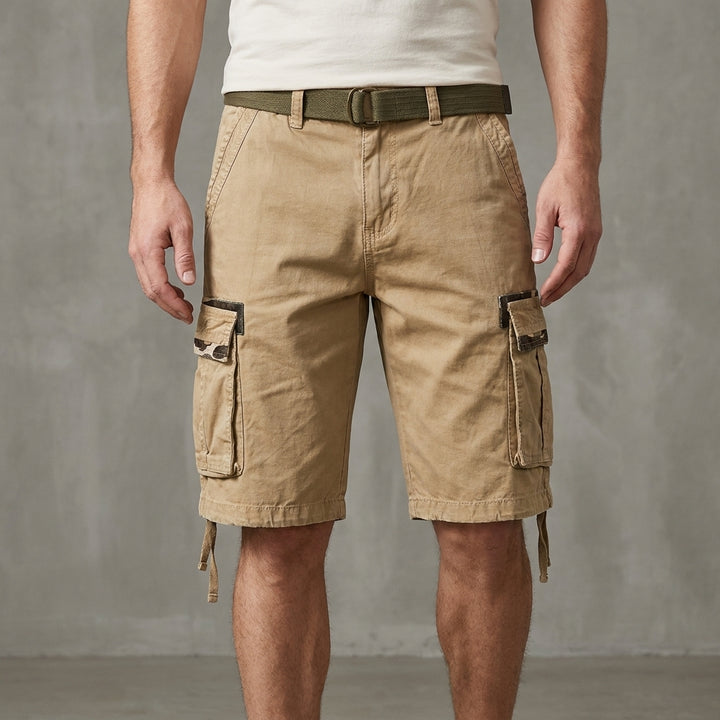 Relaxed Cargo Shorts with Adjustable Strap and Flap Pocket Detail