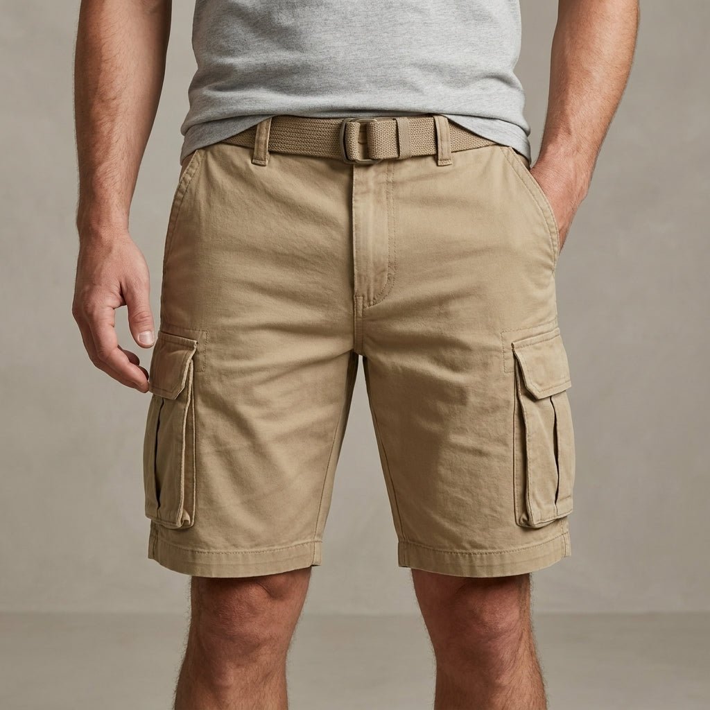 Tailored Cargo Shorts with Utility Pockets and Relaxed Everyday Fit