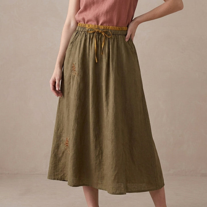 Flowing Drawstring Maxi Skirt with Soft A Line Silhouette