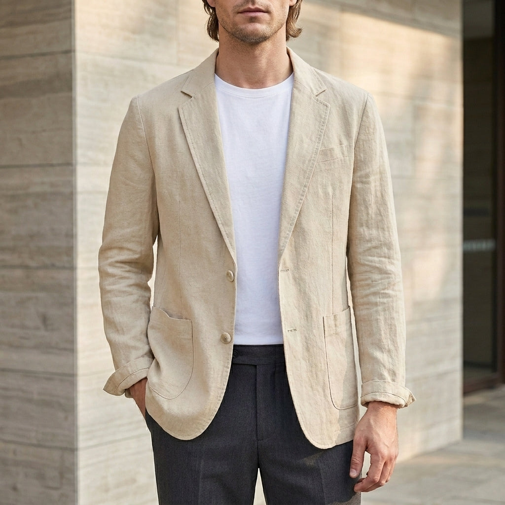 Luca Relaxed Linen Blend Blazer with Soft Tailored Fit