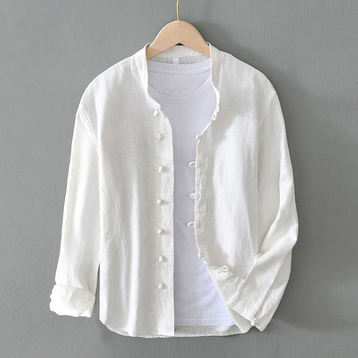 Roberto Russo Relaxed Mandarin Collar Shirt with Frog Closures