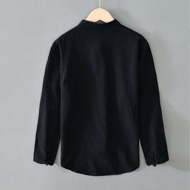 Roberto Russo Relaxed Mandarin Collar Shirt with Frog Closures